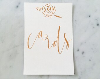 Custom 6 x 4 inch Hand Drawn Metallic Rose Gold Lettering Sign / GARDEN LOVE / Cards Gifts Sign / Calligraphy/ Party Wedding Birthday Bridal