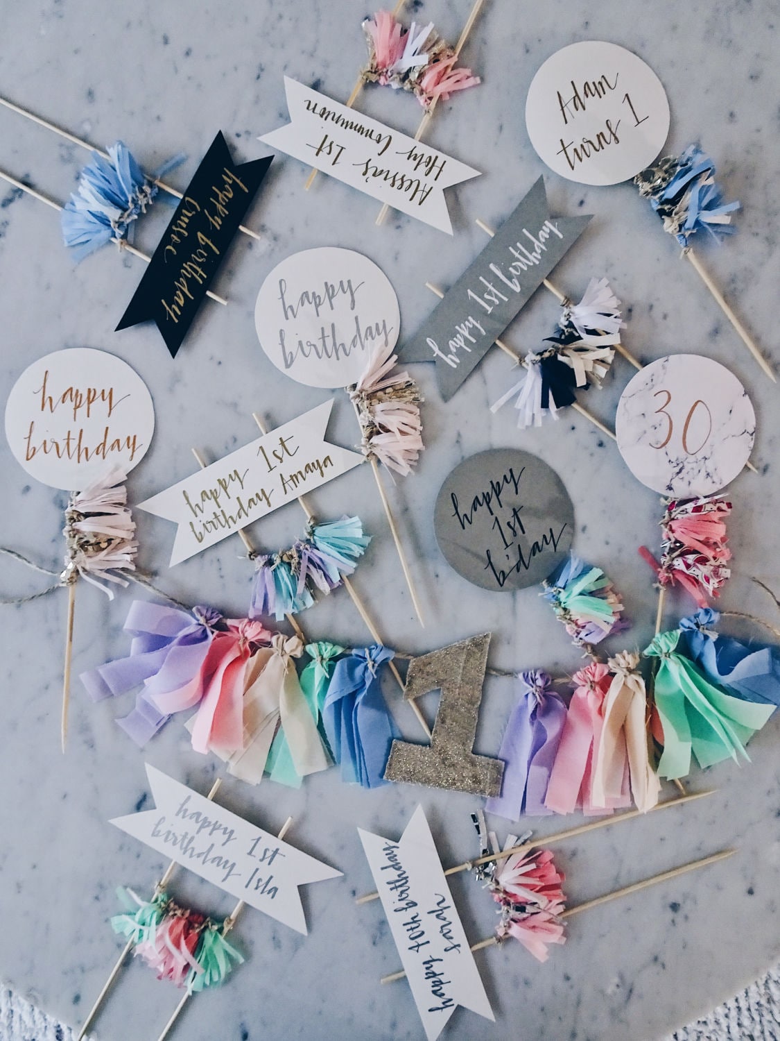 happy birthday banner pastel rainbow garland