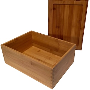 Large Wooden Keepsake and Storage Box - Wood  Box with lid - Bamboo storage Dovetail Stash Boxes for home or office keepsakes