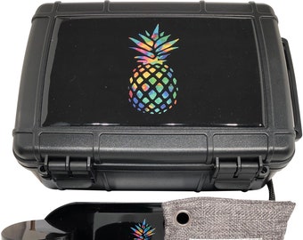 Pineapple Stash Box Combo with Lock - Smell Proof Locking Case! Comes with Pineapple Grinder Stash Jar and Rolling Tray - 100% Odor proof