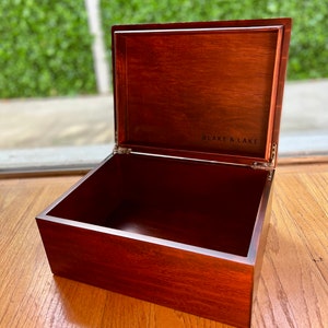 Large Oak Wood Keepsake Box  - Wooden Storage Box with hinged Lid - Keepsake Boxes for Jewelry Colectibles Remotes Treasures and Home Decor