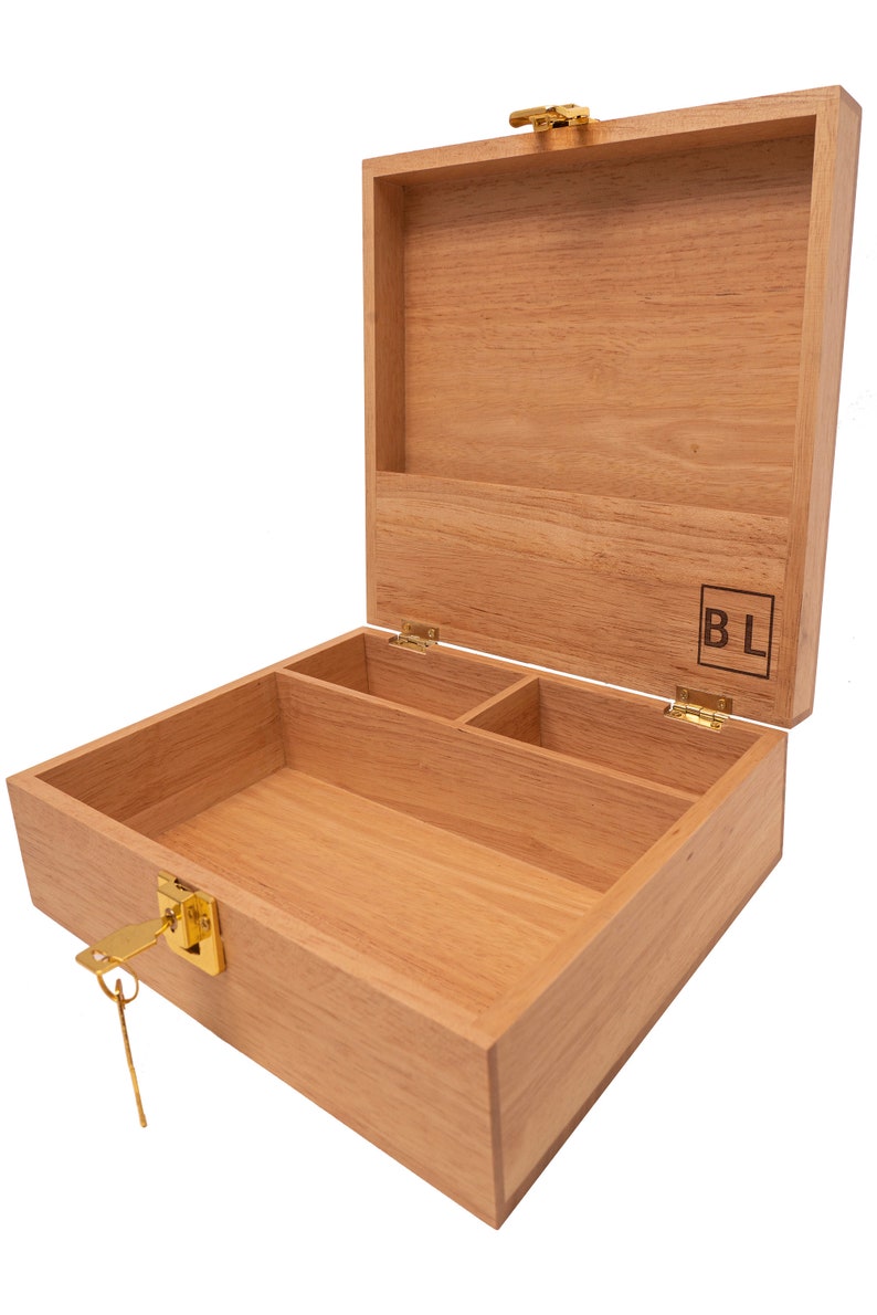Wooden Storage Box with Lock and Key Premium Locking box Etsy
