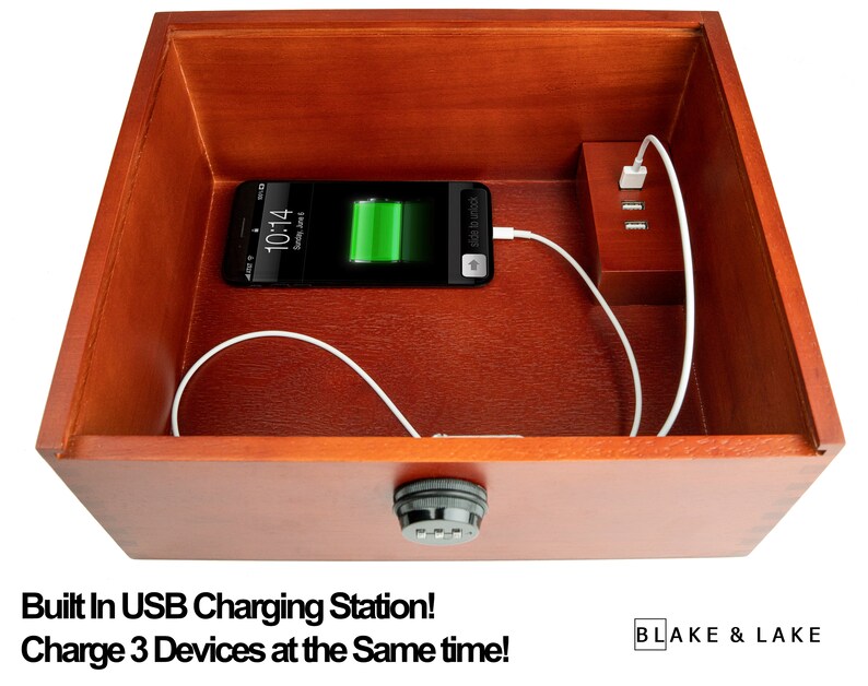 Locking Stash Box with Combo Lock Multi Device Charging Box Etsy