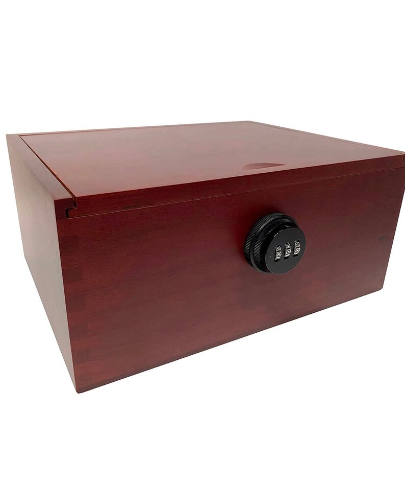 Locking Stash Box with Combo Lock - Luxury Stash Box with two built in Rolling Trays - Rolling tray Box with Lock - Large Stash Box Wood Box 