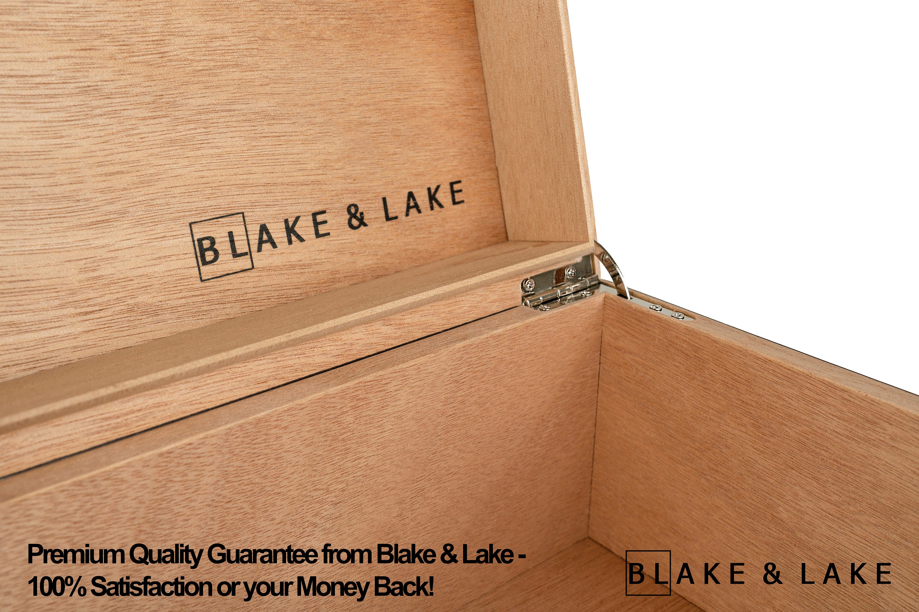 Blake & Lake Large Box with Hinged Lid - Wood Storage Box with Lid - Wooden  Keepsake Decorative boxes with lids (Dark Oak)
