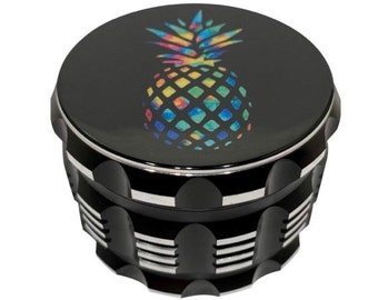 Pineapple Grinder - Large 4 Piece Herb Grinder with Pollen Catcher 2.5" 4 part Aluminum Grinder - SwagGear Gift Box