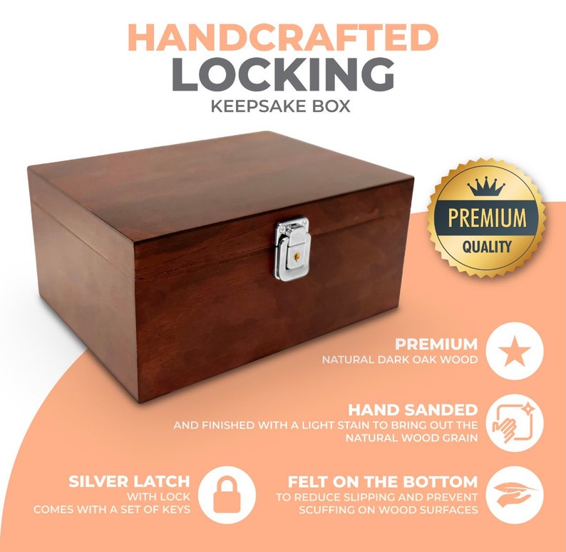 Wooden Keepsake Box With Lock Locking Storage Box Large Etsy