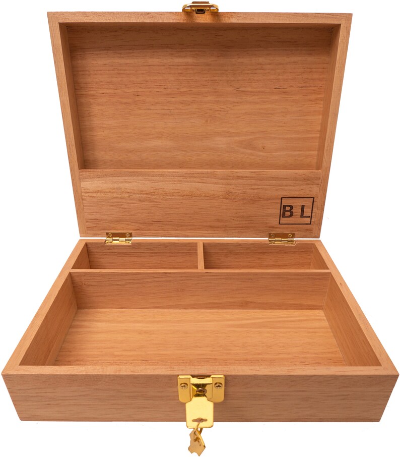 Wooden Storage Box with Lock and Key Premium Locking box Etsy