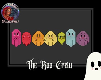 The Boo Crew - Cross Stitch pattern - Halloween, seasonal, pastel goth, beginner design, colourful, quirky, cute, spooky