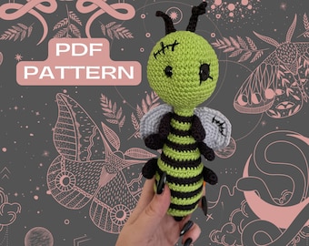 Crochet Zom-bee Pattern, Halloween zombie amigurumi beginner friendly, digital download, US Terms