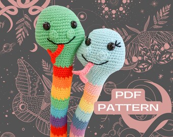 Amigurumi Pattern - Snuffles & Sniffles Rainbow Snakes