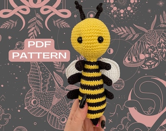 Crochet Bee Pattern, amigurumi beginner friendly, digital download, US Terms