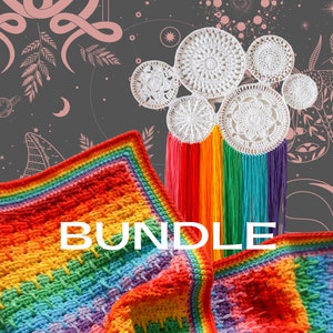 BUNDLE - 2 x Crochet Patterns - Rainbow Wall Hanging & Crochet Blanket crochet patterns
