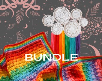 BUNDLE - 2 x Crochet Patterns - Rainbow Wall Hanging & Crochet Blanket crochet patterns