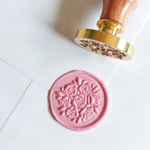 Tampon de cire 3D roses - Fleurs florales Nikkah Merci amour tampon scellage emballage cadeau de mariage Aqeeqah
