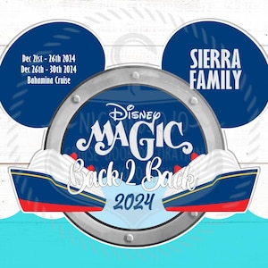 Personalized Family Back to Back Cruise Magnet - B2B - Disney Cruise Door Magnet