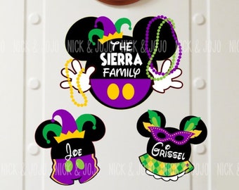 Mardi Gras Jester Fleur de Lis Personalized Cruise Door Magnet