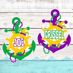 Mardi Gras Anchor - One Personalized - Cruise Magnets - Door Decorations