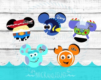 Personalized Individual Character Magnets - Disney Cruise Door Magnets - Finding Nemo - Monsters - Toy Story - Pixar Day at Sea