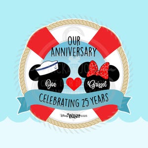 Anniversary Cruise Celebration - Wedding - Personalized - Disney Cruise Door Magnet