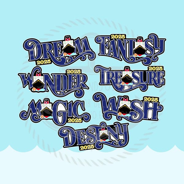 Imán con el nombre del barco del año del crucero 2025 - Imán para puerta de crucero de Disney - Año del barco