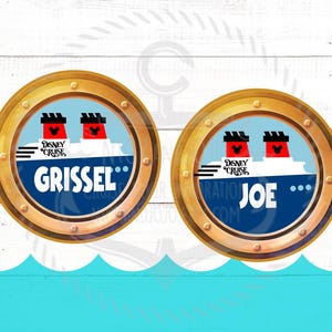 Cruise Porthole Individual Magnets - Personalized - Disney Cruise Door Magnets - Blue