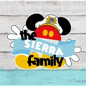 Personalized Captain Family Name Mickey or Minnie style - Disney Cruise Door Magnet