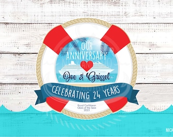 Anniversary Cruise Life preserver  - Celebrating Years - Cruise Door Magnet - Door Decoration - Royal Caribbean - Carnival