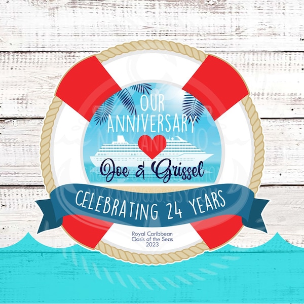 Anniversary Cruise Celebration  - Wedding - Cruise Door Magnet - Royal Caribbean - Carnival