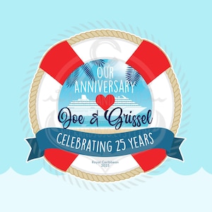 Anniversary Cruise Celebration  - Wedding - Cruise Door Magnet - Royal Caribbean - Carnival