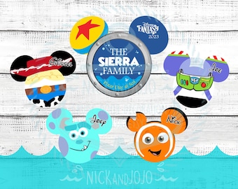 2026 Personalized Pixar Day at Sea Bundle - Disney Cruise Door Magnets - Finding Nemo - Monsters - Toy Story