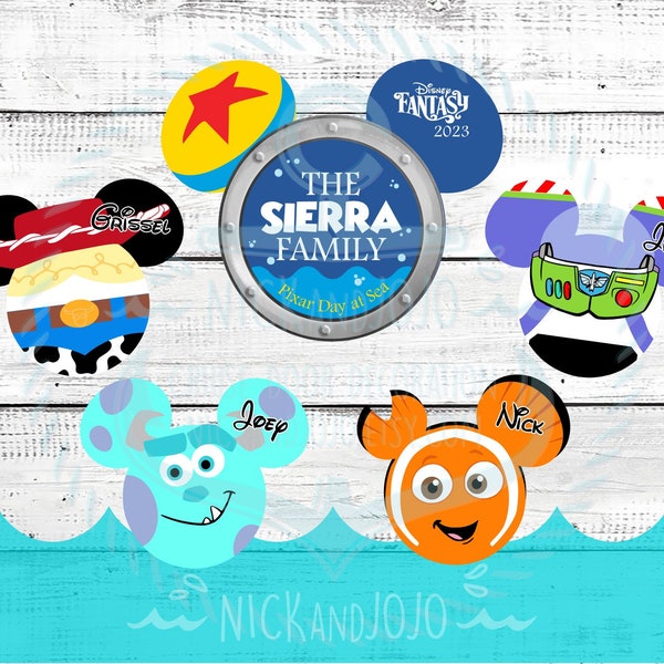 2024 Personalized Pixar Day at Sea Bundle - Disney Cruise Door Magnets - Finding Nemo - Monsters - Toy Story