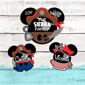 Pirate Family Bundle - Personalized - Disney Cruise Door Magnet - Pirate Night - Door Decoration