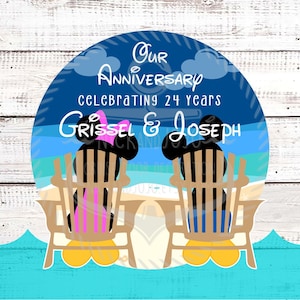 Personalized Anniversary Just Married Disney Cruise Door Magnet - Mickey and Minnie on Castaway Cay