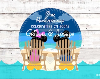 Personalized Anniversary Just Married Disney Cruise Door Magnet - Mickey and Minnie on Castaway Cay