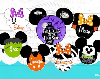 Halloween Family Bundle - Bat Vampire Ghost - Personalized - Disney Cruise Door Magnet - Halloween - On the High Seas