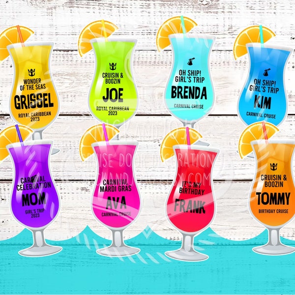 Cocktail Drink Cruise Magnet - Tropical Drink Personalized Magnet - Drink Package