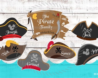 Pirate Family Map / Hats Bundle  - Personalized - Disney Cruise Door Magnet - Pirate Night - Door Decoration