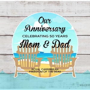 Personalized Anniversary, Just Married Cruise Door Magnet - Royal Caribbean - Carnival