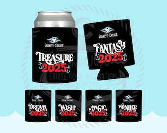 Cruise Can Cooler - Ship 2025 - Fish Extender Gift - Disney Cruise - FE Gift - Dream Fantasy Magic Treasure Wish Wonder - Black
