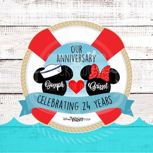 Personalized Anniversary Cruise Life Preserver  - Celebrating Years - Cruise Door Magnet - Door Decoration - Disney Cruise