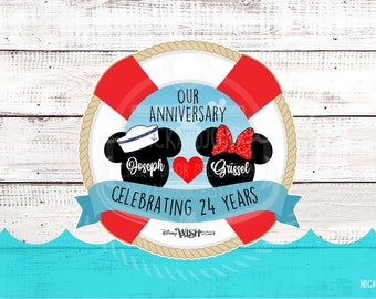 Personalized Anniversary Cruise Life Preserver  - Celebrating Years - Cruise Door Magnet - Door Decoration - Disney Cruise