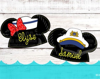 Capitán - Gorro con orejas de marinero - Personalizado - Imán para puerta de crucero de Disney - Decoración para puerta