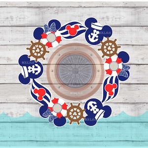 Nautical Cruise Wreath - Disney Cruise Door Magnet - Porthole Magnet - Porthole Wreath