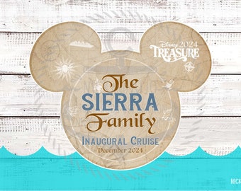 Treasure Personalized Family Magnet - Inaugural Cruise - Maiden Voyage - Disney Treasure Cruise Door Magnet