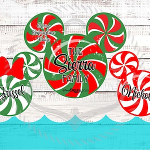 Christmas Peppermint Candy Family Bundle - Personalized Disney Cruise Door Magnet  - Very Merry Christmas - Merrytime - Door Decoration