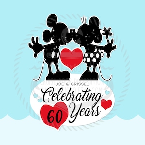 Personalized Anniversary Celebrating Years - Disney Cruise Door Magnet - Mickey and Minnie