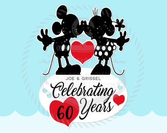 Personalized Anniversary Celebrating Years - Disney Cruise Door Magnet - Mickey and Minnie