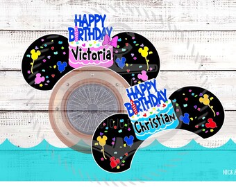 Birthday Porthole Ears - Pink - Blue - Porthole Magnet - Celebration - 1st Birthday - Happy Birthday - Disney Cruise Door Magnet