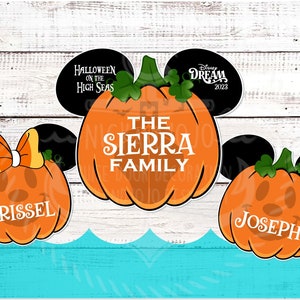 Halloween Pumpkin Family Bundle - Personalized - Disney Cruise Door Magnet - Halloween - On the High Seas